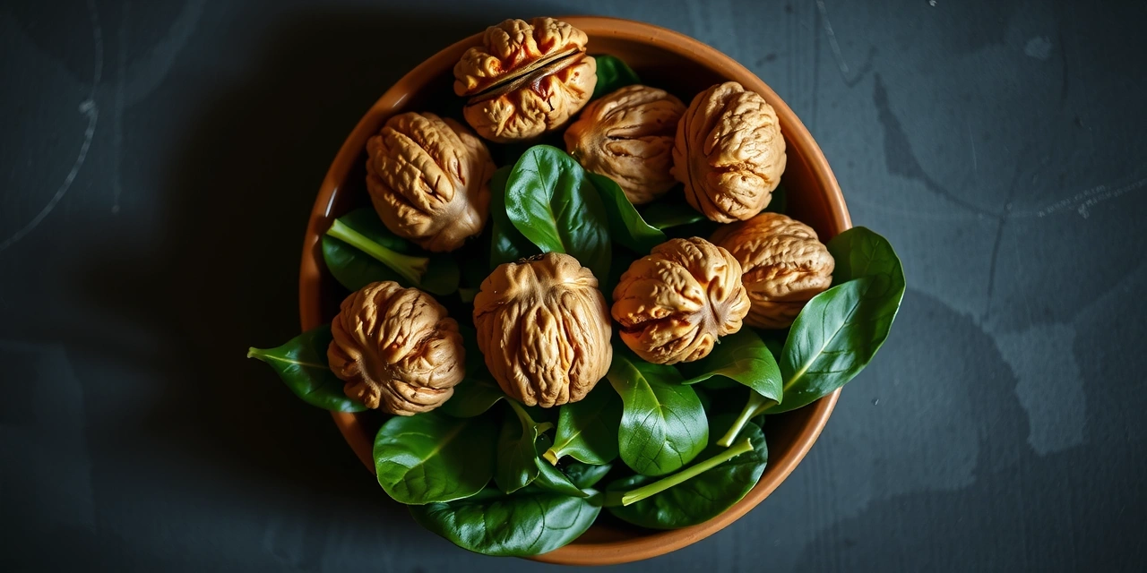 Sveži zeleniš i orasi